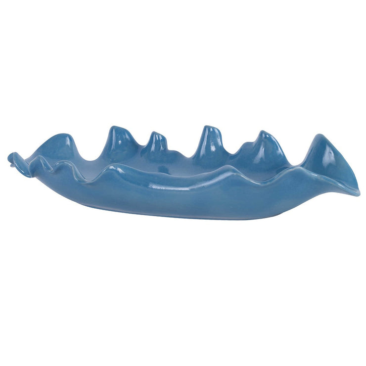 Uttermost Ruffled Feathers Blue Ceramic Bowl
