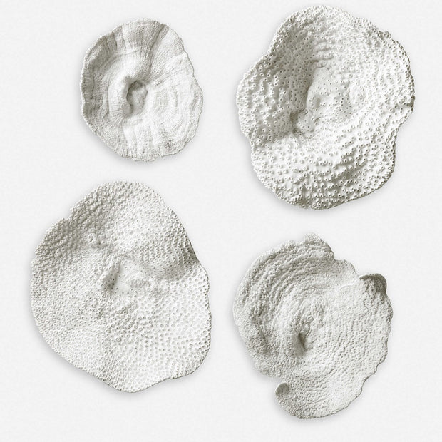 Uttermost Sea Coral Antiqued White Set of 4 Wall Decor