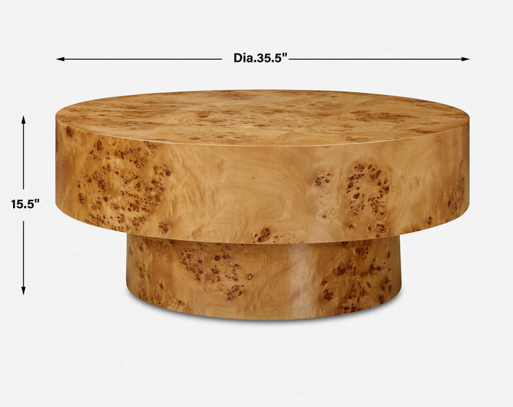Uttermost Knots Burl Wood Round Coffee Table
