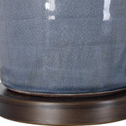 Uttermost Vicente Slate Blue Glazed Ceramic Table Lamp With White Linen Shade