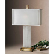 Uttermost Athanas White Alabaster Table Lamp With Linen Shade