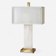 Uttermost Athanas White Alabaster Table Lamp With Linen Shade