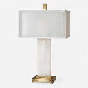 Uttermost Athanas White Alabaster Table Lamp With Linen Shade