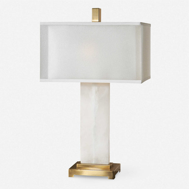 Uttermost Athanas White Alabaster Table Lamp With Linen Shade