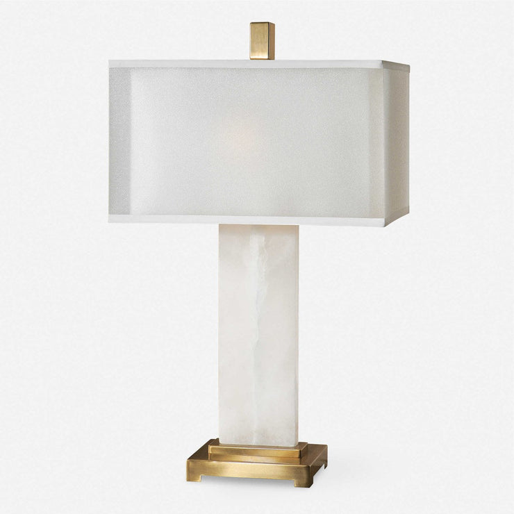 Uttermost Athanas White Alabaster Table Lamp With Linen Shade