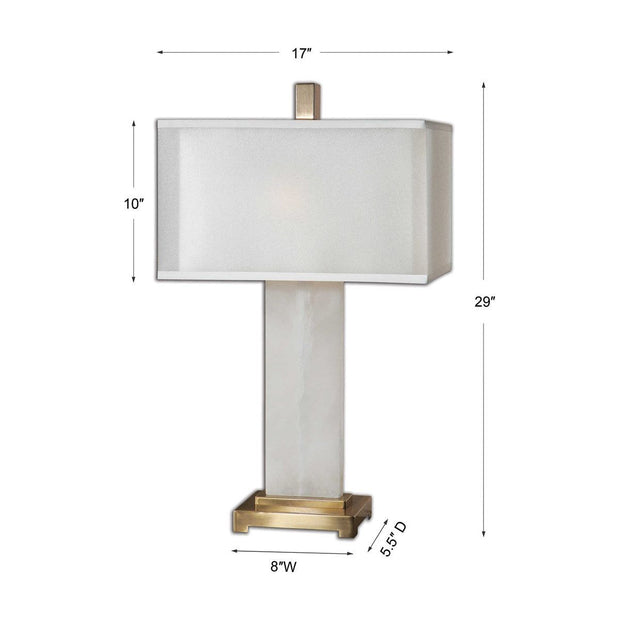 Uttermost Athanas White Alabaster Table Lamp With Linen Shade