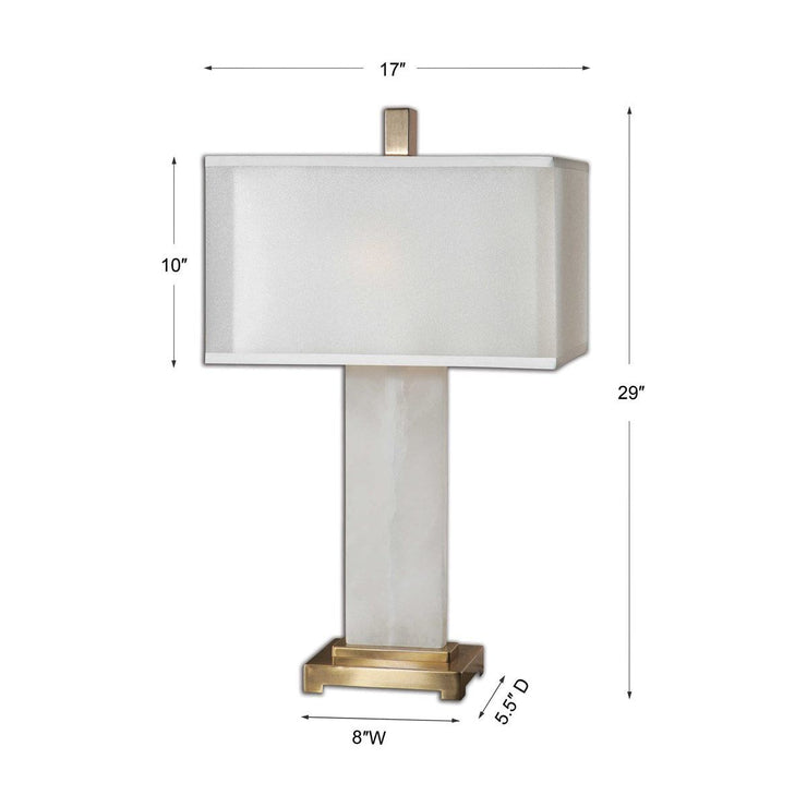 Uttermost Athanas White Alabaster Table Lamp With Linen Shade