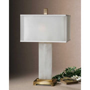 Uttermost Athanas White Alabaster Table Lamp With Linen Shade