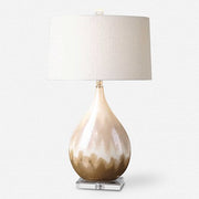Uttermost Flavian Metallic Rust, Beige and Ivory Glazed Ceramic Table Lamp With Linen Shade
