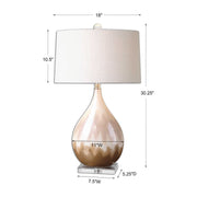 Uttermost Flavian Metallic Rust, Beige and Ivory Glazed Ceramic Table Lamp With Linen Shade