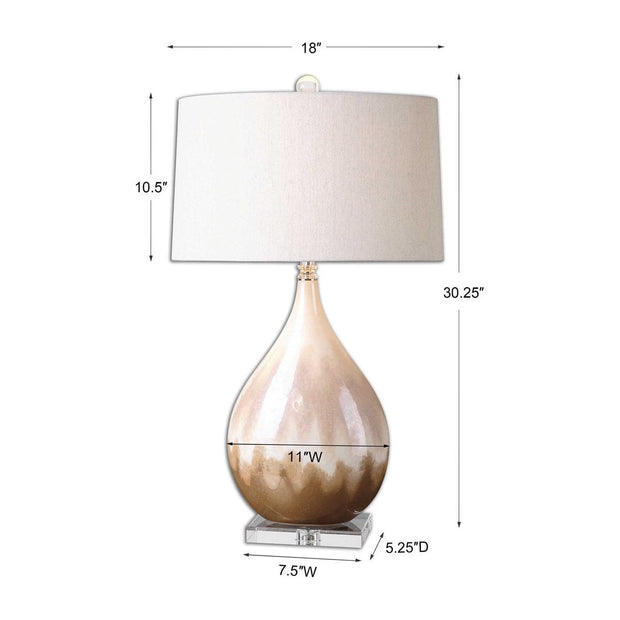 Uttermost Flavian Metallic Rust, Beige and Ivory Glazed Ceramic Table Lamp With Linen Shade