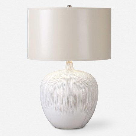 Uttermost Georgios Aged Ivory Glazed Ceramic Table Lamp With Champagne Bronze Shade