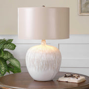 Uttermost Georgios Aged Ivory Glazed Ceramic Table Lamp With Champagne Bronze Shade