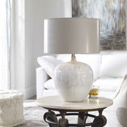 Uttermost Georgios Aged Ivory Glazed Ceramic Table Lamp With Champagne Bronze Shade