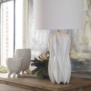 Uttermost Malena Glossy White Glazed Ceramic Table Lamp With White Linen Shade