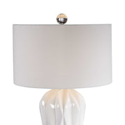 Uttermost Malena Glossy White Glazed Ceramic Table Lamp With White Linen Shade