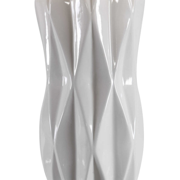 Uttermost Malena Glossy White Glazed Ceramic Table Lamp With White Linen Shade