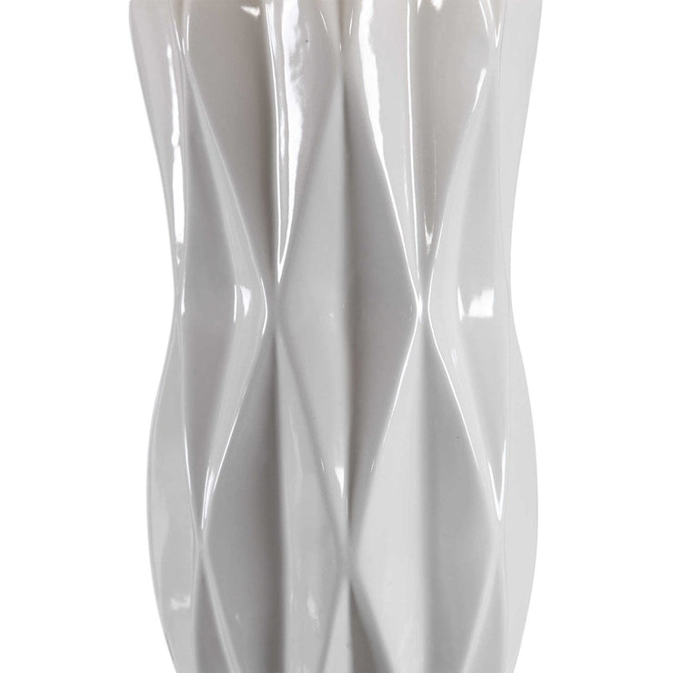 Uttermost Malena Glossy White Glazed Ceramic Table Lamp With White Linen Shade
