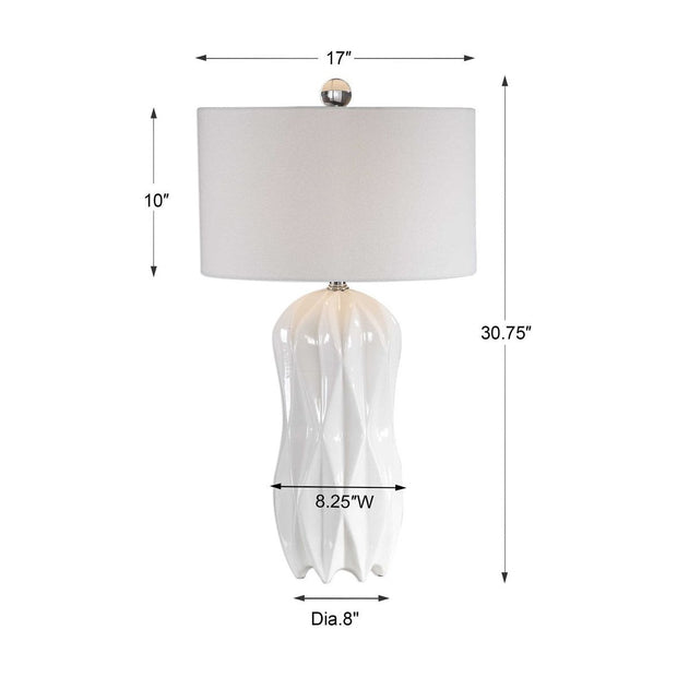 Uttermost Malena Glossy White Glazed Ceramic Table Lamp With White Linen Shade
