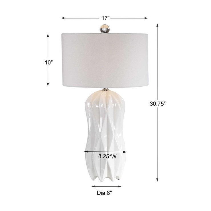 Uttermost Malena Glossy White Glazed Ceramic Table Lamp With White Linen Shade