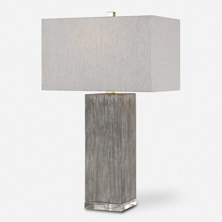 Uttermost Vilano Dark Gray and Aged Brown Table Lamp With Light Gray Linen