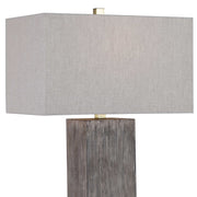 Uttermost Vilano Dark Gray and Aged Brown Table Lamp With Light Gray Linen