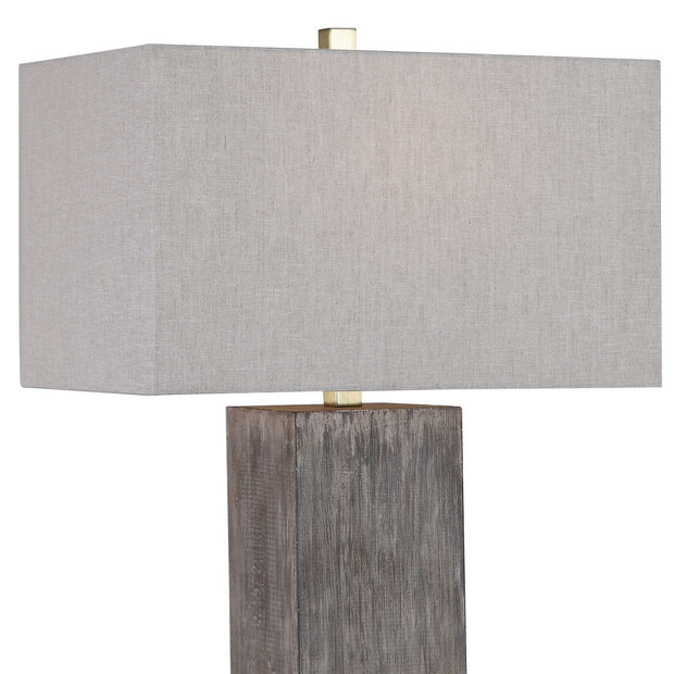 Uttermost Vilano Dark Gray and Aged Brown Table Lamp With Light Gray Linen