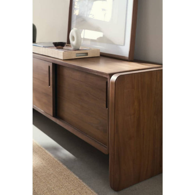 Rowe Furniture Nova Sliding Door Teak Wood Credenza