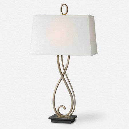 Uttermost Ferndale Antiqued Silver Table Lamp With Linen Shade