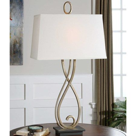 Uttermost Ferndale Antiqued Silver Table Lamp With Linen Shade