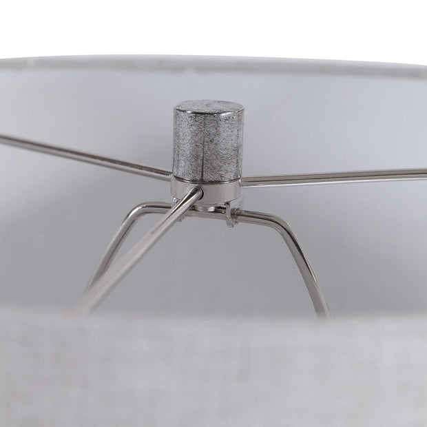 Uttermost Mikkel Charcoal Glazed Textured Ceramic Table Lamp With Oatmeal Linen Shade