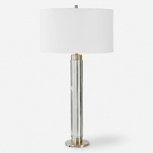 Uttermost Davies Cut Crystal Table Lamp With White Linen Shade