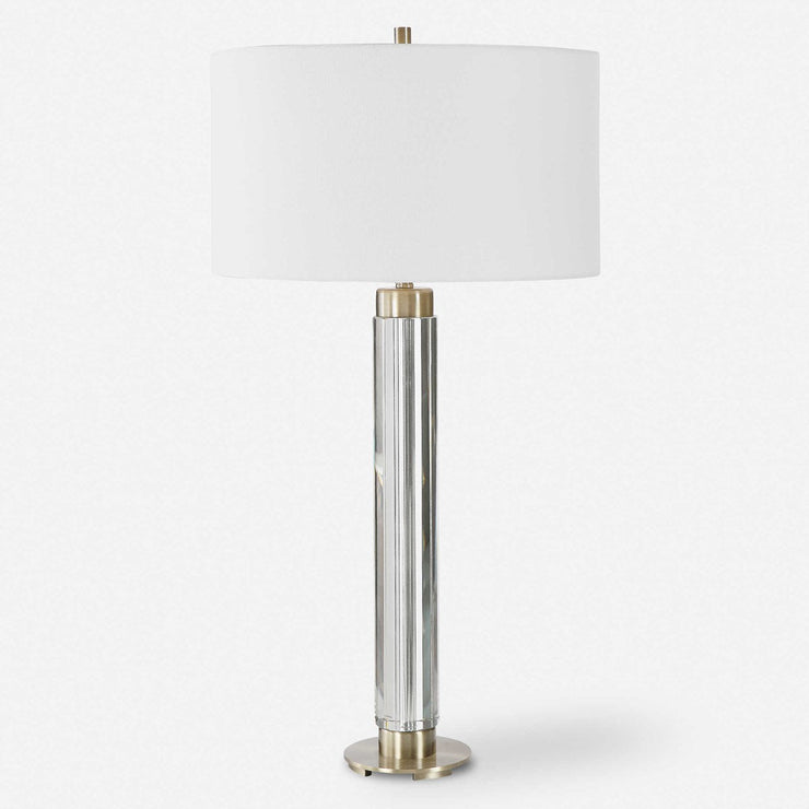 Uttermost Davies Cut Crystal Table Lamp With White Linen Shade
