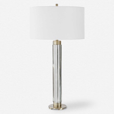 Uttermost Davies Cut Crystal Table Lamp With White Linen Shade