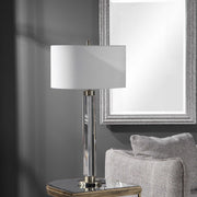 Uttermost Davies Cut Crystal Table Lamp With White Linen Shade