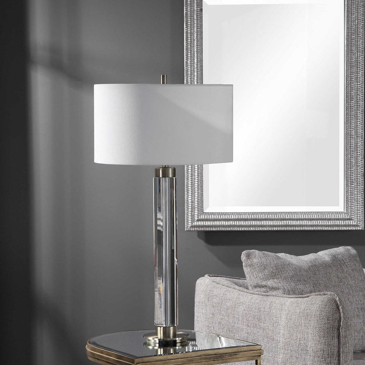 Uttermost Davies Cut Crystal Table Lamp With White Linen Shade
