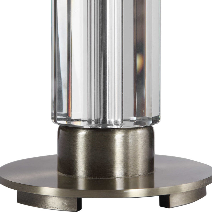 Uttermost Davies Cut Crystal Table Lamp With White Linen Shade