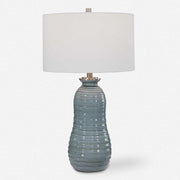 Uttermost Zaila Light Blue Crackled Glaze Ceramic Table Lamp With White Linen Shade