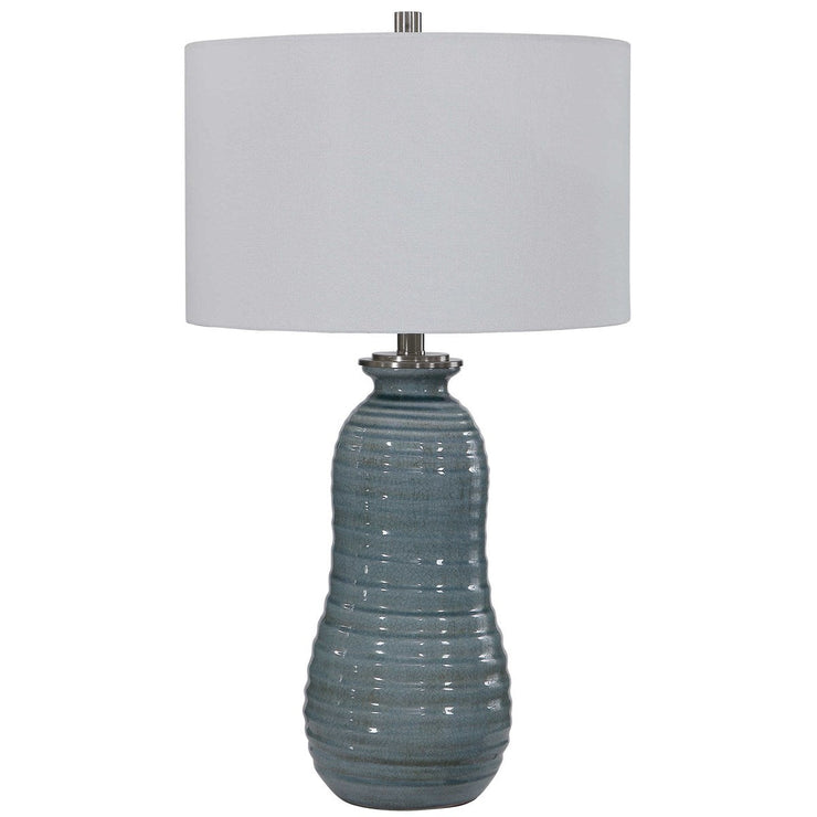 Uttermost Zaila Light Blue Crackled Glaze Ceramic Table Lamp With White Linen Shade