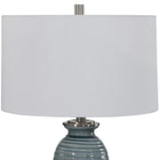 Uttermost Zaila Light Blue Crackled Glaze Ceramic Table Lamp With White Linen Shade
