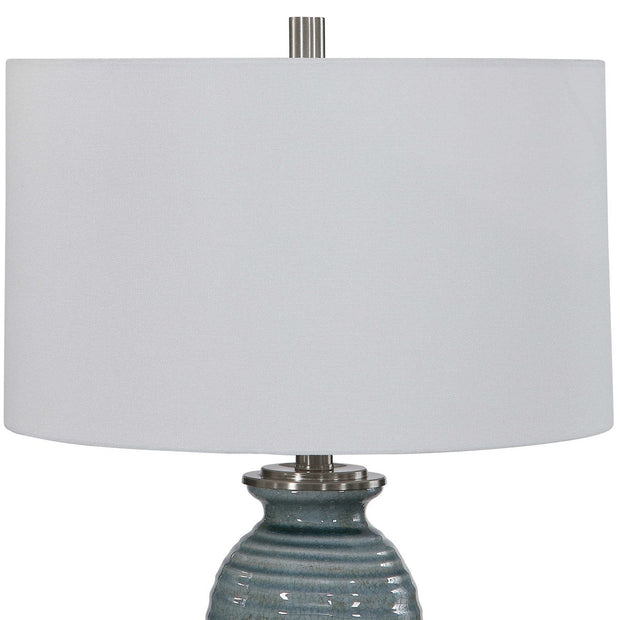 Uttermost Zaila Light Blue Crackled Glaze Ceramic Table Lamp With White Linen Shade