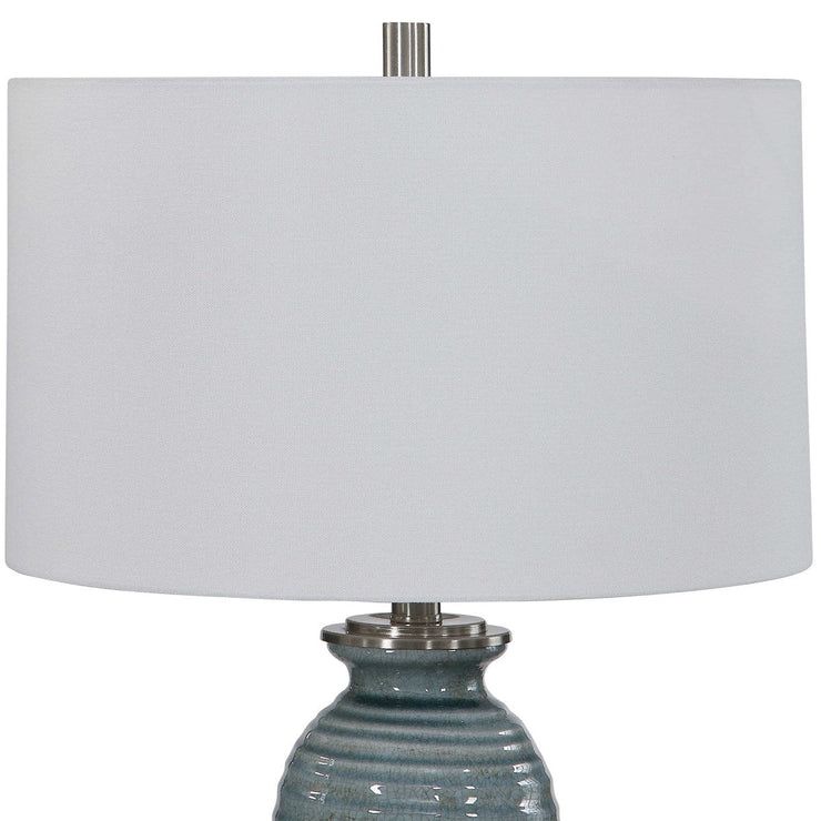 Uttermost Zaila Light Blue Crackled Glaze Ceramic Table Lamp With White Linen Shade