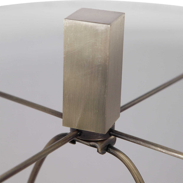 Uttermost Zade Warm Gray Glazed Ceramic Table Lamp With White Linen Shade