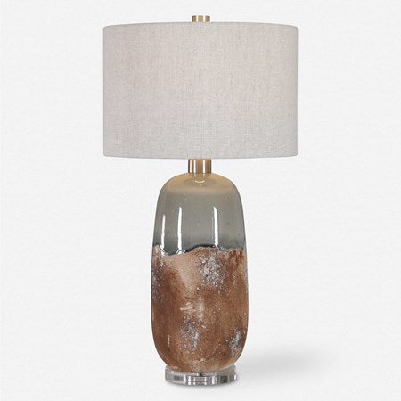 Uttermost Maggie Earthy Terracotta Ceramic Table Lamp With Gray Linen Shade