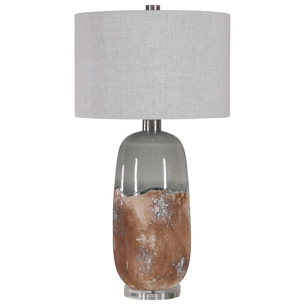Uttermost Maggie Earthy Terracotta Ceramic Table Lamp With Gray Linen Shade
