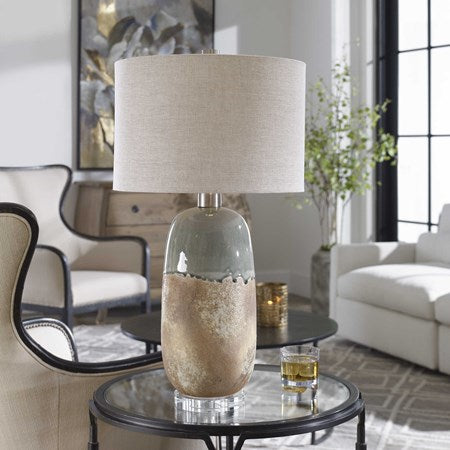 Uttermost Maggie Earthy Terracotta Ceramic Table Lamp With Gray Linen Shade
