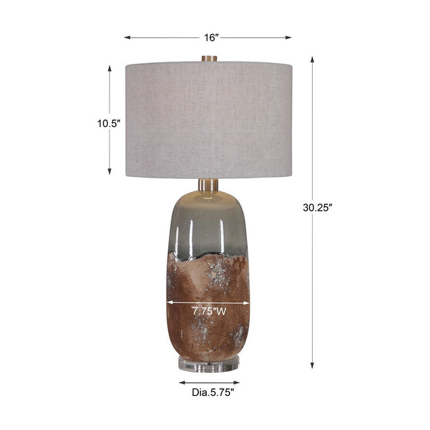 Uttermost Maggie Earthy Terracotta Ceramic Table Lamp With Gray Linen Shade