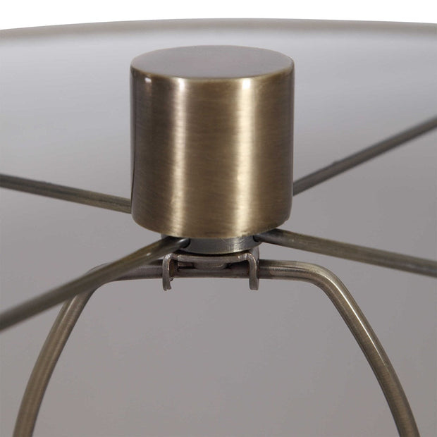 Uttermost Taria Antiqued Brushed Brass Table Lamp With Beige Linen Shade