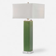 Uttermost Aneeza Green Glazed Ceramic Table Lamp With White Linen Shade