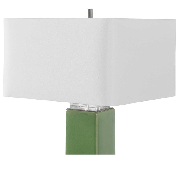 Uttermost Aneeza Green Glazed Ceramic Table Lamp With White Linen Shade